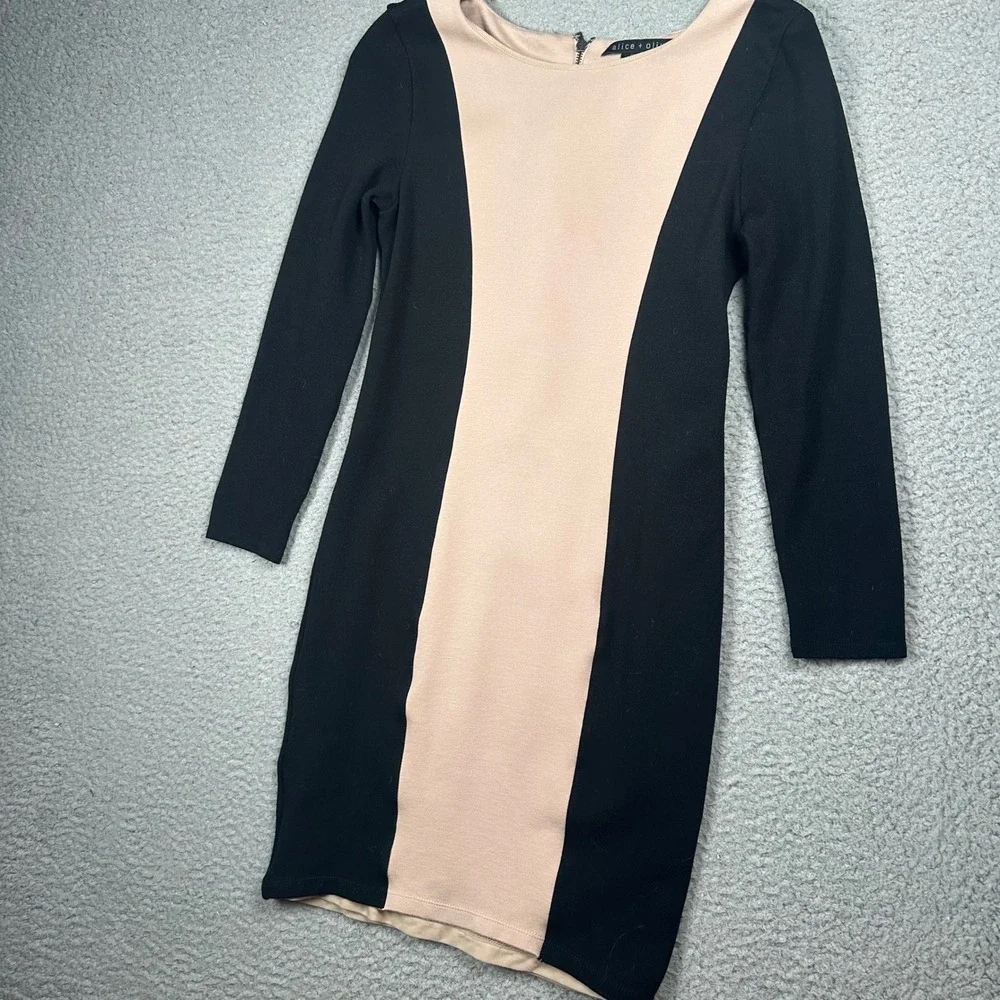 Alice + Olivia Amena Employed Colorblock Sheath Dress Size 2 Nude Career Office - Picture 13 of 16